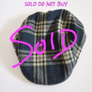 Vintage Stefeno Wool Men's Italian Flat Newsboy Cap Green Plaid Medium
